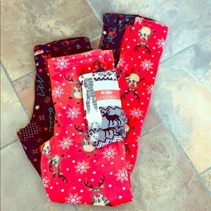 Set of 3 Womens Christmas Leggings Medium